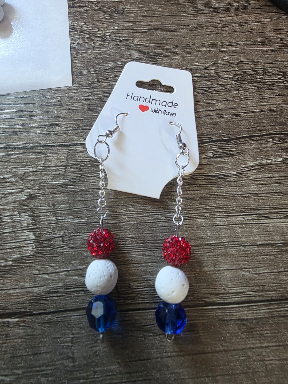 Styleandstone Handmade Red White & Blue Dangle Earrings